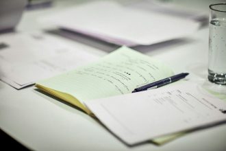 black pen on white printer paper