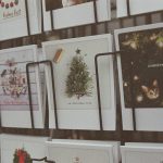a display of christmas cards on a wall